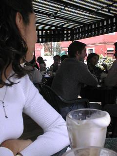 Having some coffee